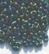 25 grams of 3x7mm Metallic Green AB Farfalle Seed Beads